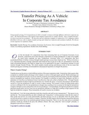 Transfer Pricing As a Vehicle in Corporate Tax Avoidance
