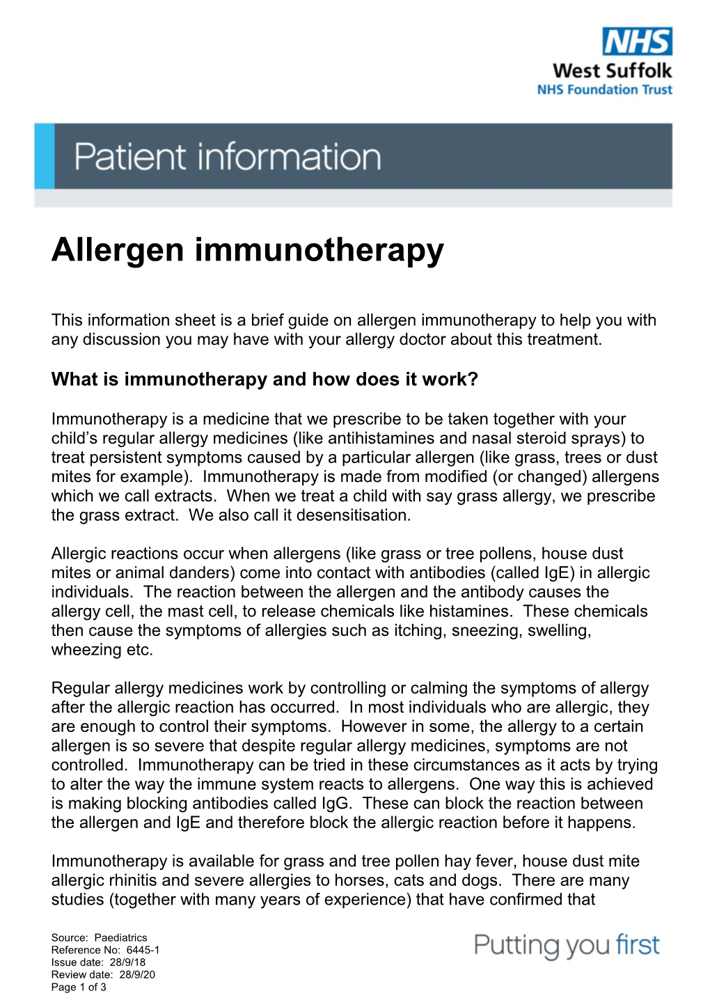 Allergen Immunotherapy