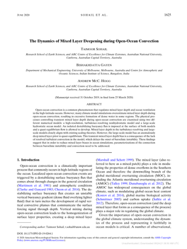 The Dynamics of Mixed Layer Deepening During Open-Ocean Convection