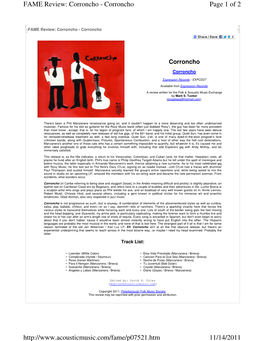 Page 1 of 2 FAME Review: Corroncho