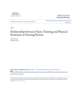 Relationship Between Nurse Training and Physical Restraints in Nursing Homes Terah Tessier Walden University