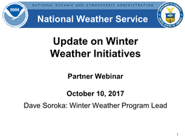 Update on the Winter Weather Program Partner Webinar October