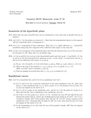 Isometries of the Hyperbolic Plane Equidistant Curves