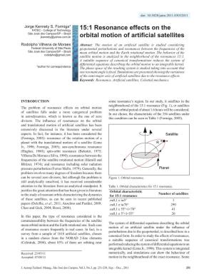 15:1 Resonance Effects on the Orbital Motion of Artificial Satellites