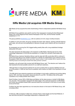 Iliffe Media Ltd Acquires KM Media Group