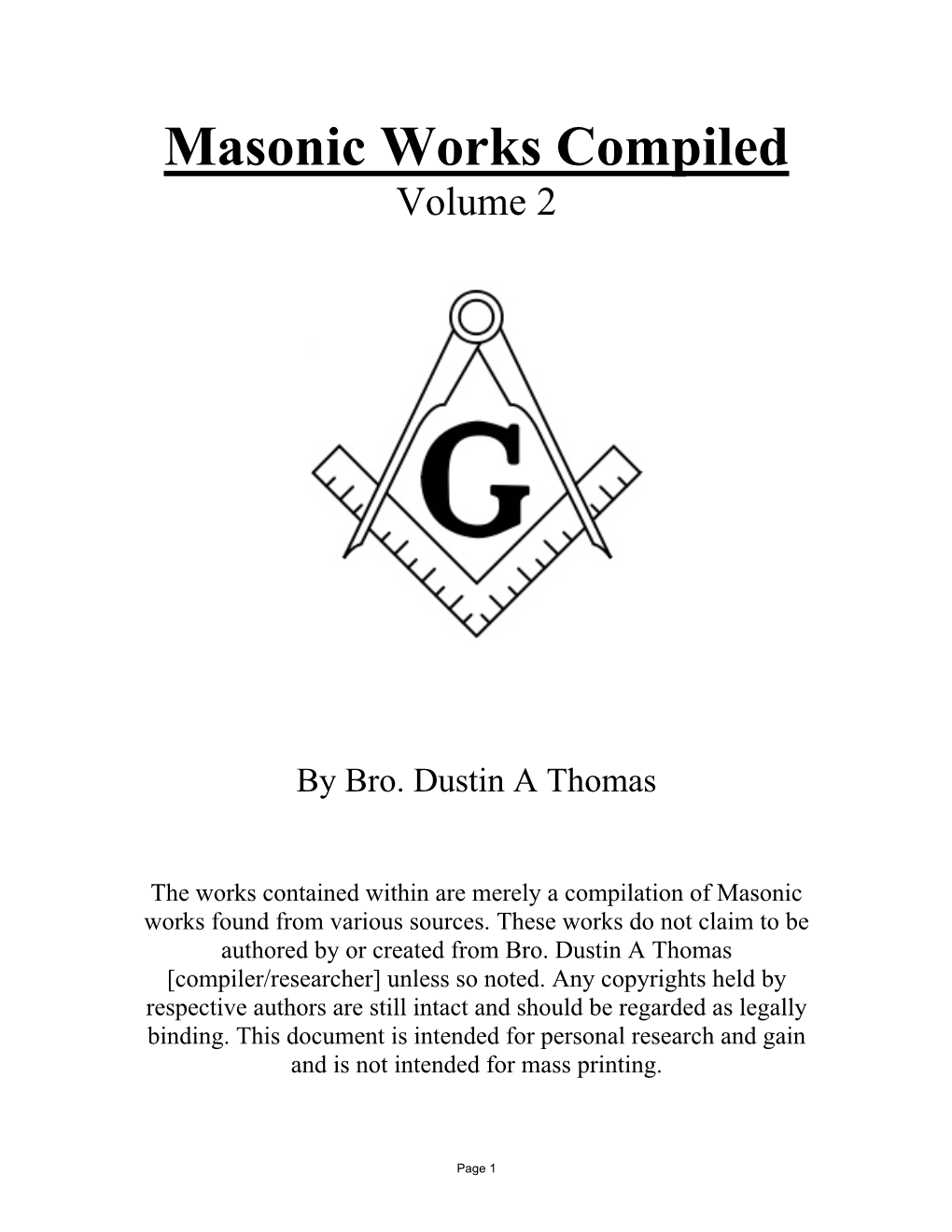 Masonic Works Compiled Volume 2