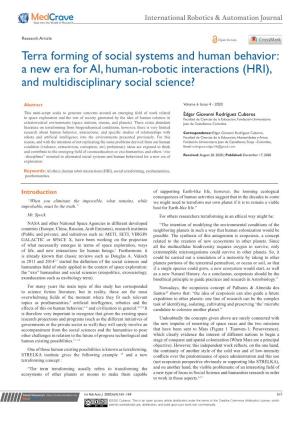 A New Era for AI, Human-Robotic Interactions (HRI), and Multidisciplinary Social Science?