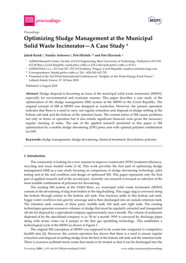 Optimizing Sludge Management at the Municipal Solid Waste Incinerator—A Case Study †