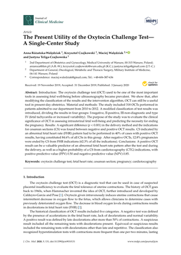 The Present Utility of the Oxytocin Challenge Test— a Single-Center Study