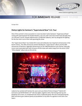 Elation Lights for Santana's “Supernatural Now” U.S. Tour