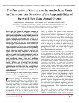 The Protection of Civilians in the Anglophone Crisis in Cameroon: an Overview of the Responsibilities of State and Non-State Armed Groups
