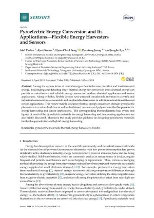 Pyroelectric Energy Conversion and Its Applications—Flexible Energy Harvesters and Sensors