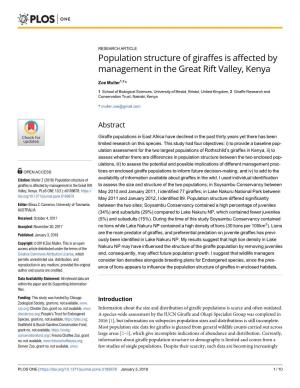 Population Structure of Giraffes Is Affected by Management in the Great Rift Valley, Kenya