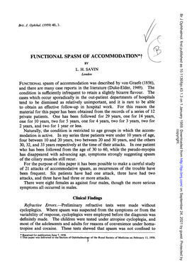 FUNCTIONAL SPASM of ACCOMMODATION*T by L