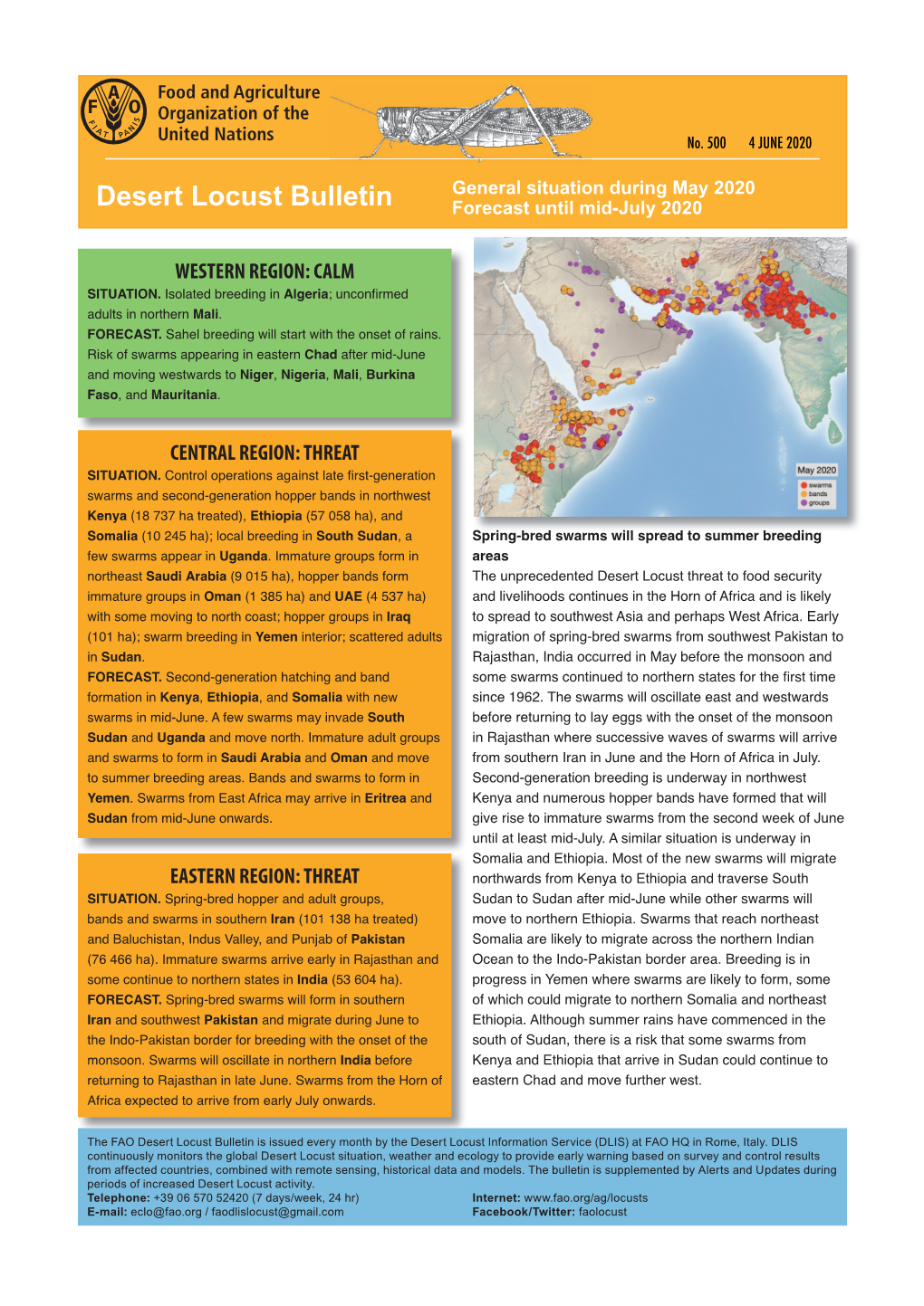 Desert Locust Bulletin Forecast Until Mid-July 2020