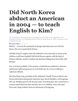 Did North Korea Abduct an American in 2004 — to Teach English to Kim?