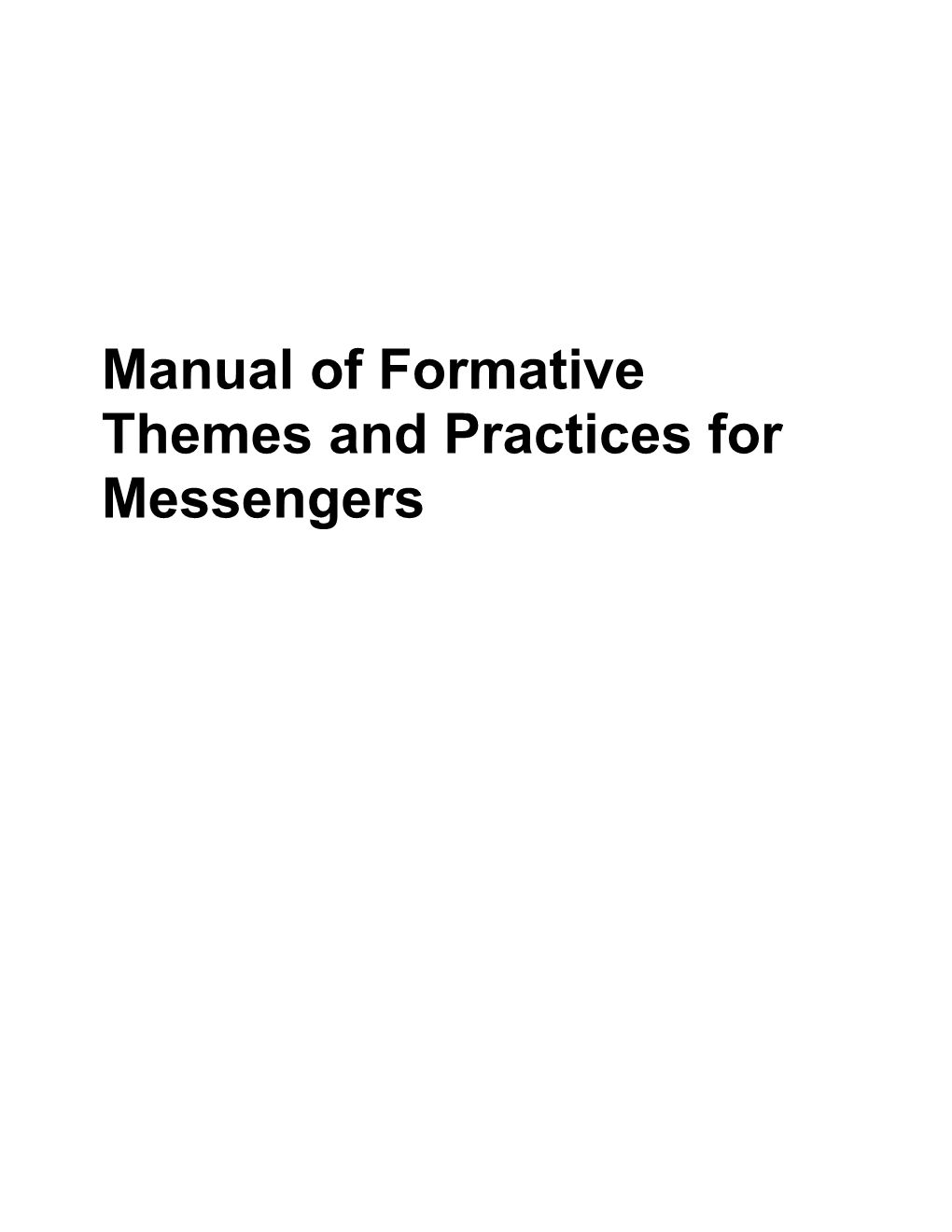 Manual of Formative Themes and Practices for Messengers