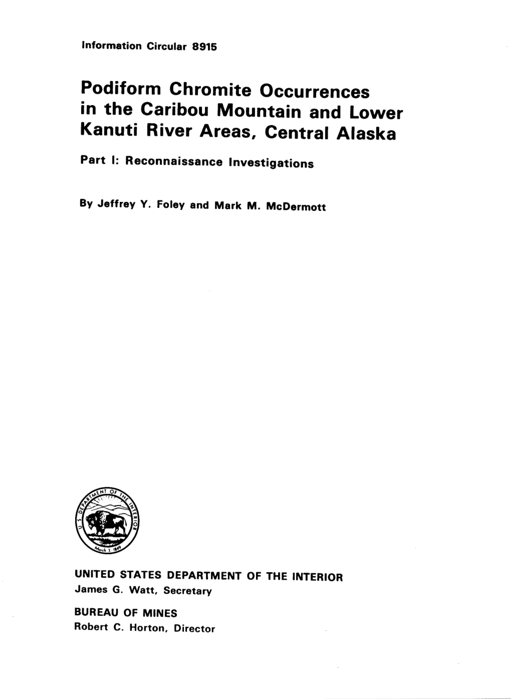 Podiform Chromite Occurrences in the Caribou Mountain and Lower Kanuti River Areas, Central Alaska