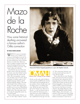 Mazo De La Roche How Some Historical Sleuthing Uncovered a Famous Author’S Orillia Connection