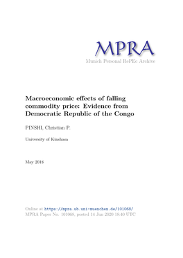 Macroeconomic Effects of Falling Commodity Price: Evidence from Democratic Republic of the Congo