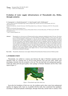 Evolution of Water Supply Infrastructures of Thessaloniki City, Hellas, Through Centuries