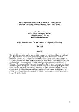 Crafting Sustainable Social Contracts in Latin America: Political Economy, Public Attitudes, and Social Policy