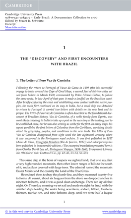 The “Discovery” and First Encounters with Brazil