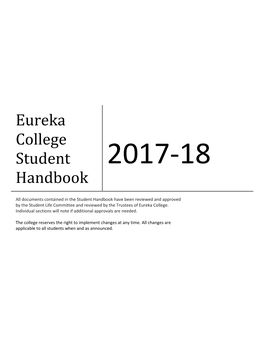 Eureka College Student Handbook 2017-18