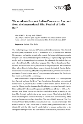 A Report from the International Film Festival of India 2017