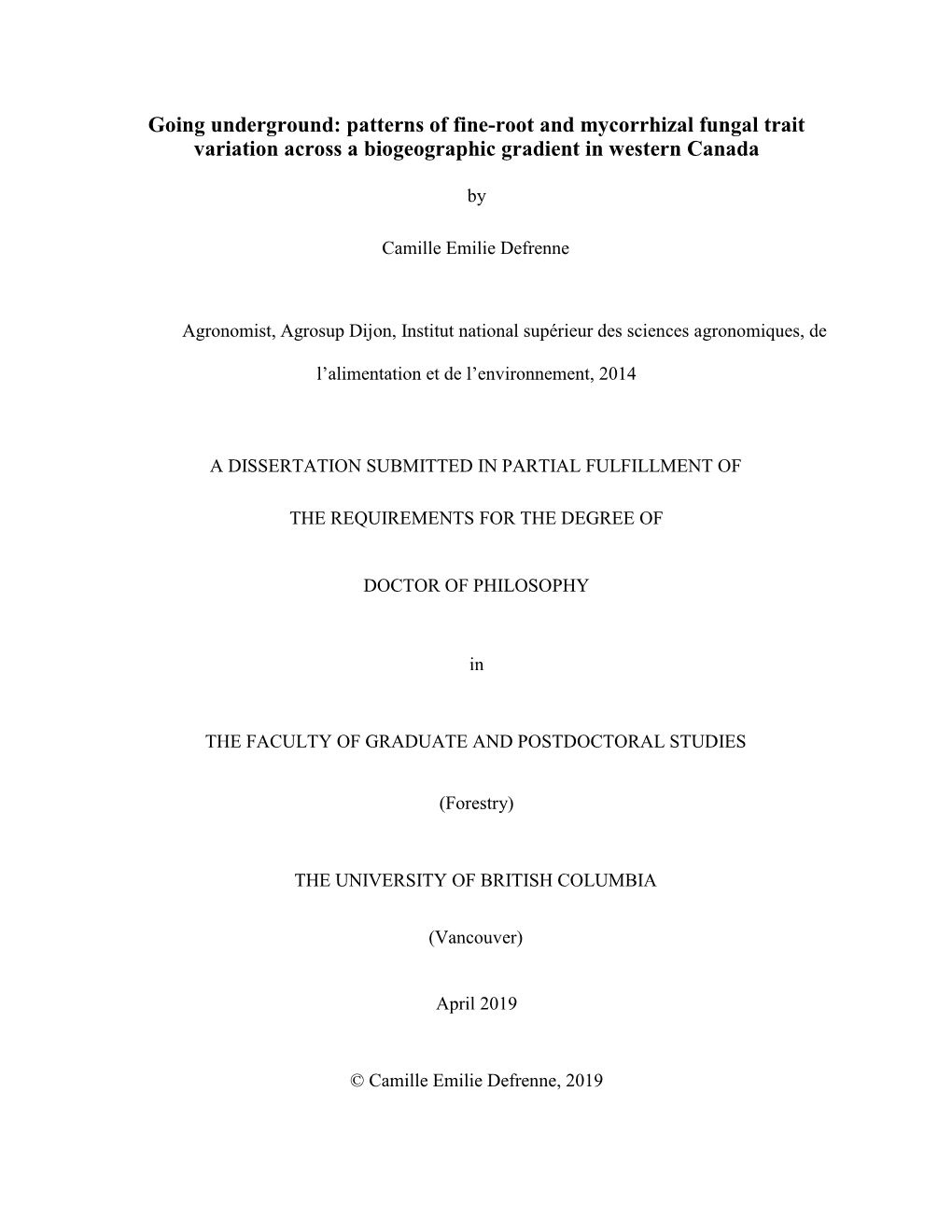 Patterns of Fine-Root and Mycorrhizal Fungal Trait Variation Across a Biogeographic Gradient in Western Canada