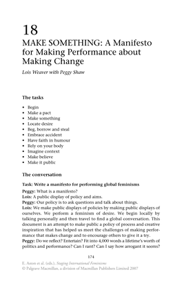 A Manifesto for Making Performance About Making Change Lois Weaver with Peggy Shaw