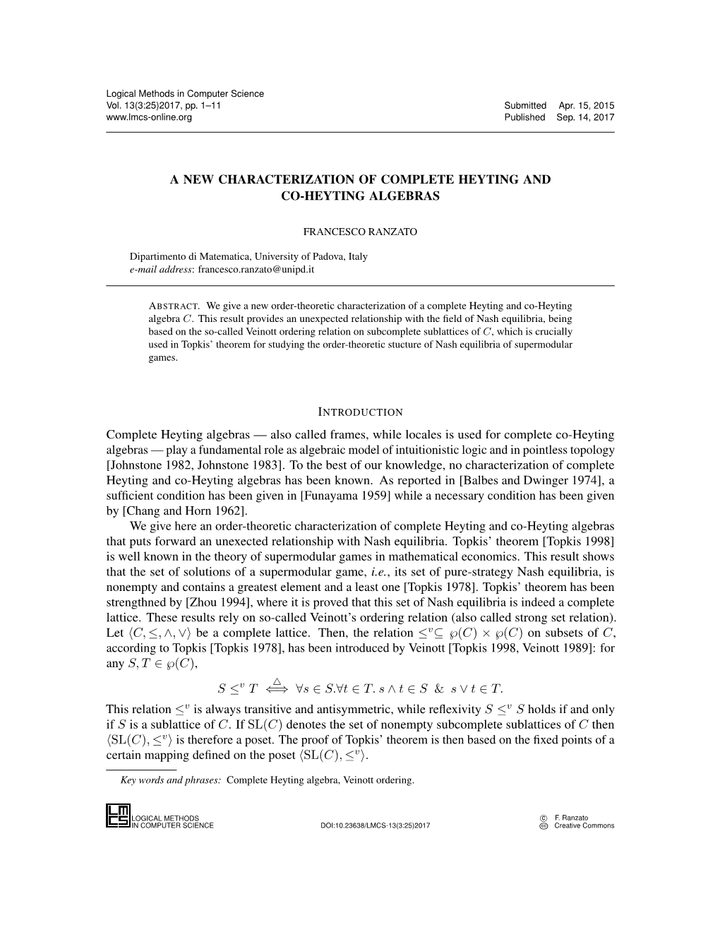 A New Characterization of Complete Heyting and Co-Heyting Algebras