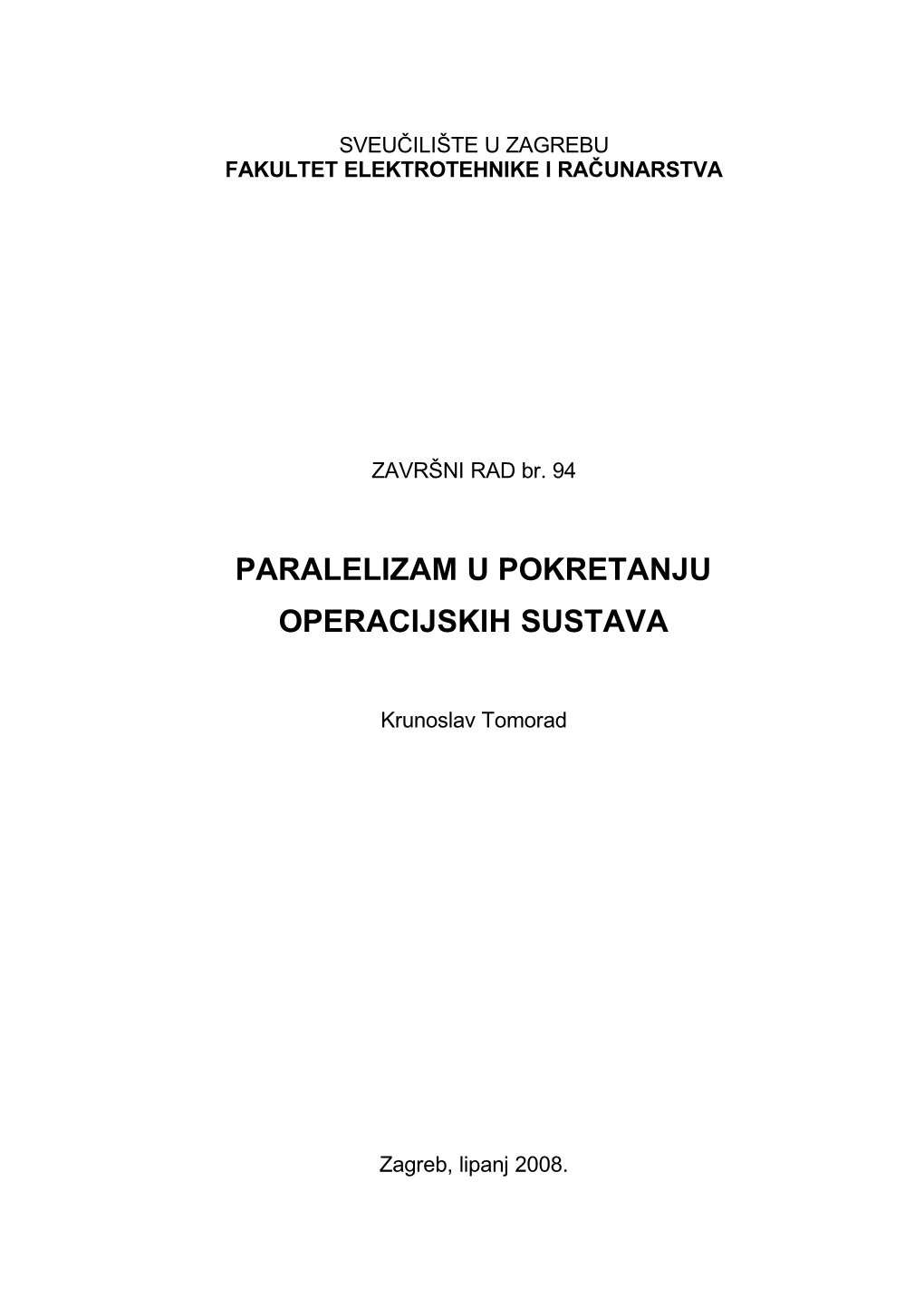 Paralelizam U Pokretanju Operacijskih Sustava