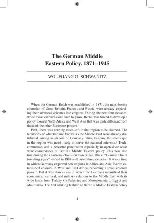 The German Middle Eastern Policy, 1871–1945