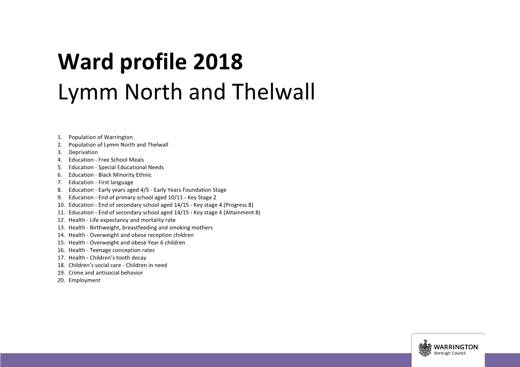 Ward Profile 2018 Lymm North and Thelwall
