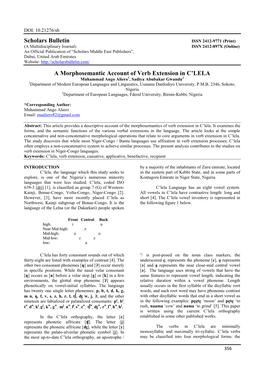 Scholars Bulletin a Morphosemantic Account of Verb Extension in C'lela
