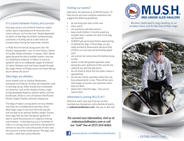 M.U.S.H. Suggest the Following Guidelines: MID-UNION SLED HAULERS