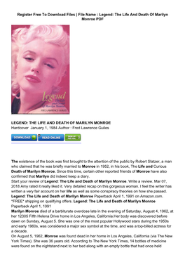 The Life and Death of Marilyn Monroe PDF