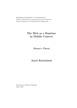 The Web As a Runtime in Mobile Context