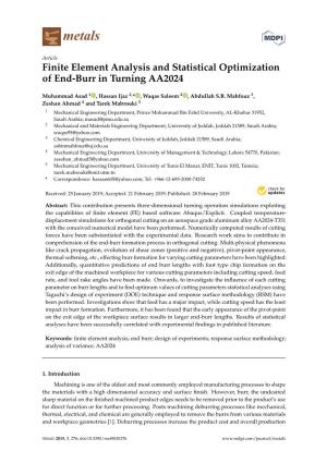 Finite Element Analysis and Statistical Optimization of End-Burr in Turning AA2024