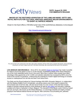 Getty and Royal Institute for Cultural Heritage Announce Major Enhancements to Ghent Altarpiece Website