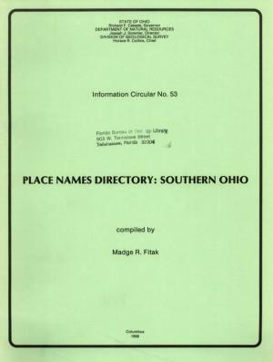 Place Names Directory: Southern Ohio