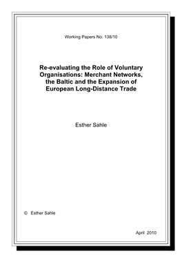 Re-Evaluating the Role of Voluntary Organisations: Merchant Networks, the Baltic, and the Expansion of European