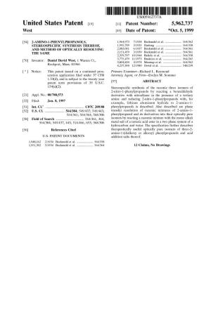 United States Patent (19) 11 Patent Number: 5,962,737 West (45) Date of Patent: *Oct