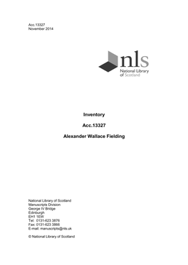 Inventory Acc.13327 Alexander Wallace Fielding