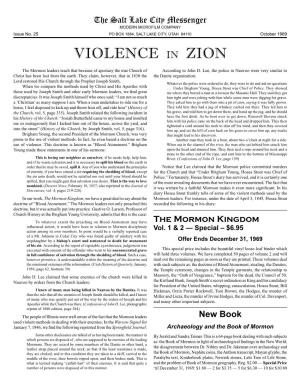 25 Salt Lake City Messenger: Violence in Zion