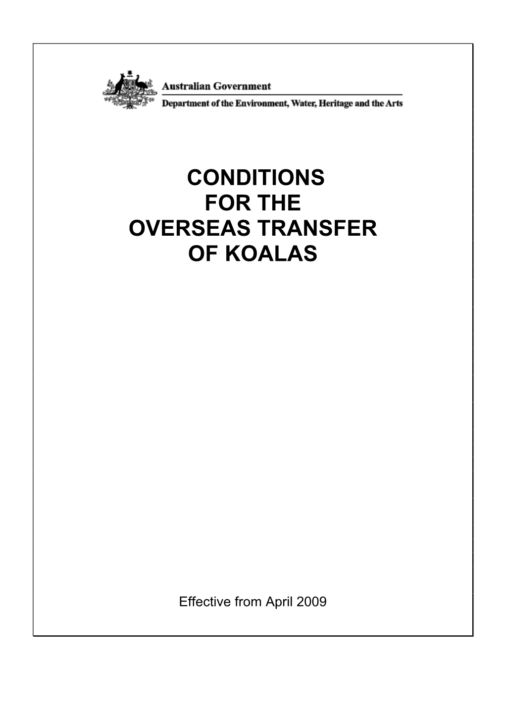 Conditions for the Overseas Transfer of Koalas