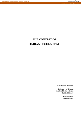 The Contest of Indian Secularism