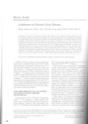 Gallstones in Chronic Liver Disease