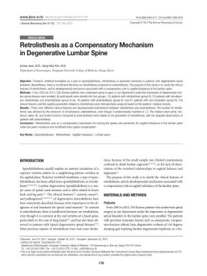 Retrolisthesis As a Compensatory Mechanism in Degenerative Lumbar Spine